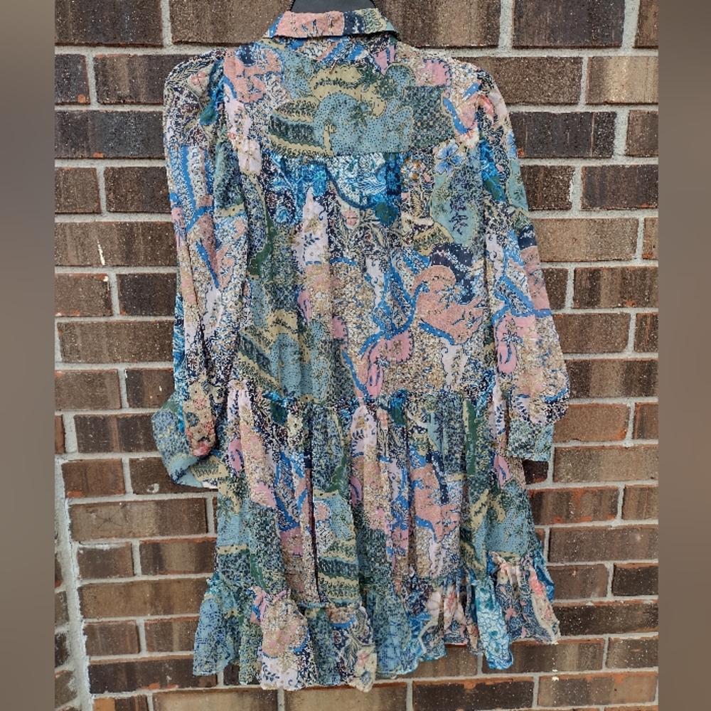 MISA LA Mita Patchwork Chiffon Mini Dress Blue - Picture 5 of 8